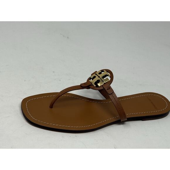 Tory Burch sandals mini Miller light brown with gold logo 9.5 - Picture 3 of 8